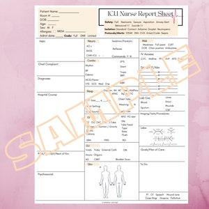 ICU Nursing Report Sheet