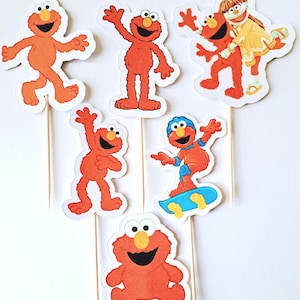 Sesame Street Elmo Cupcake Toppers, Set of 6, Cardstock Party Decorations