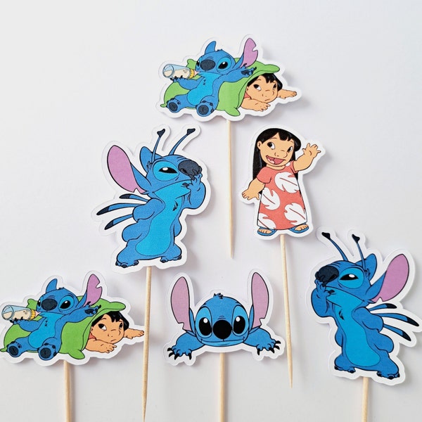 Lilo and stitch cupcake/cake toppers x6