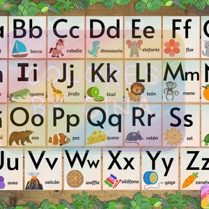 Cartas do Alfabeto Espanhol - Tarjetas de Abecedario