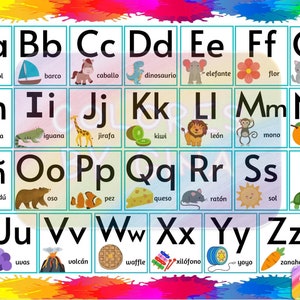 Cartas do Alfabeto Espanhol - Tarjetas de Abecedario