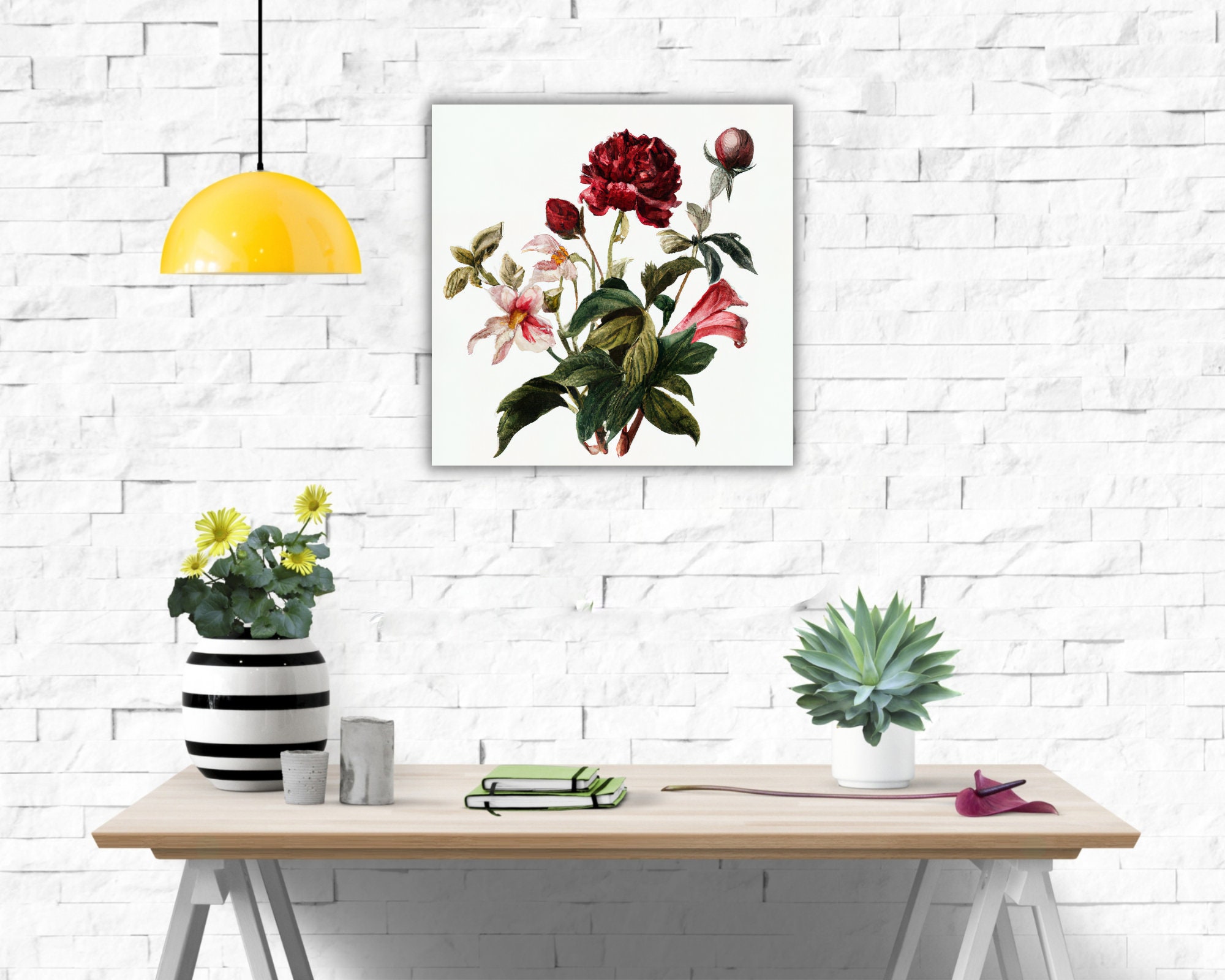 Red Flower Wall Art Botanical Wall Art Floral Wall Decor Etsy