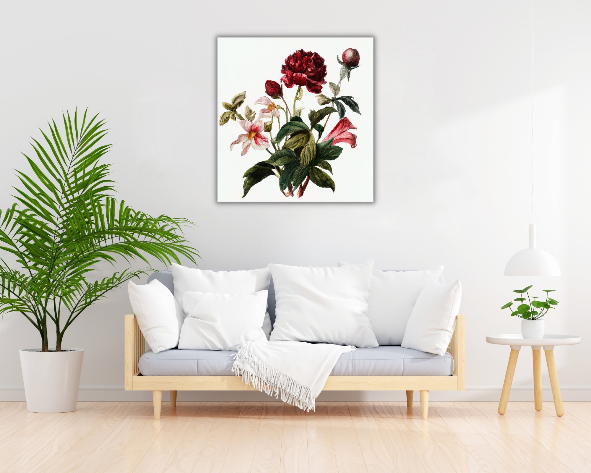 Red Flower Wall Art Botanical Wall Art Floral Wall Decor Etsy