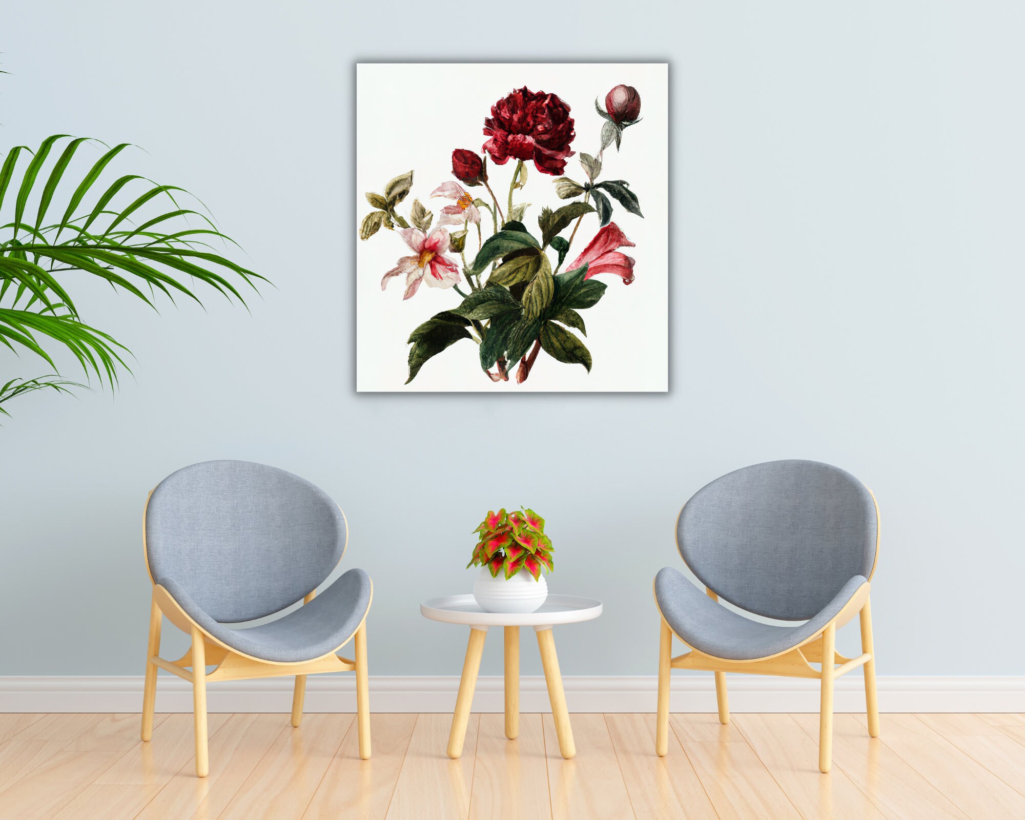 Red Flower Wall Art Botanical Wall Art Floral Wall Decor Etsy