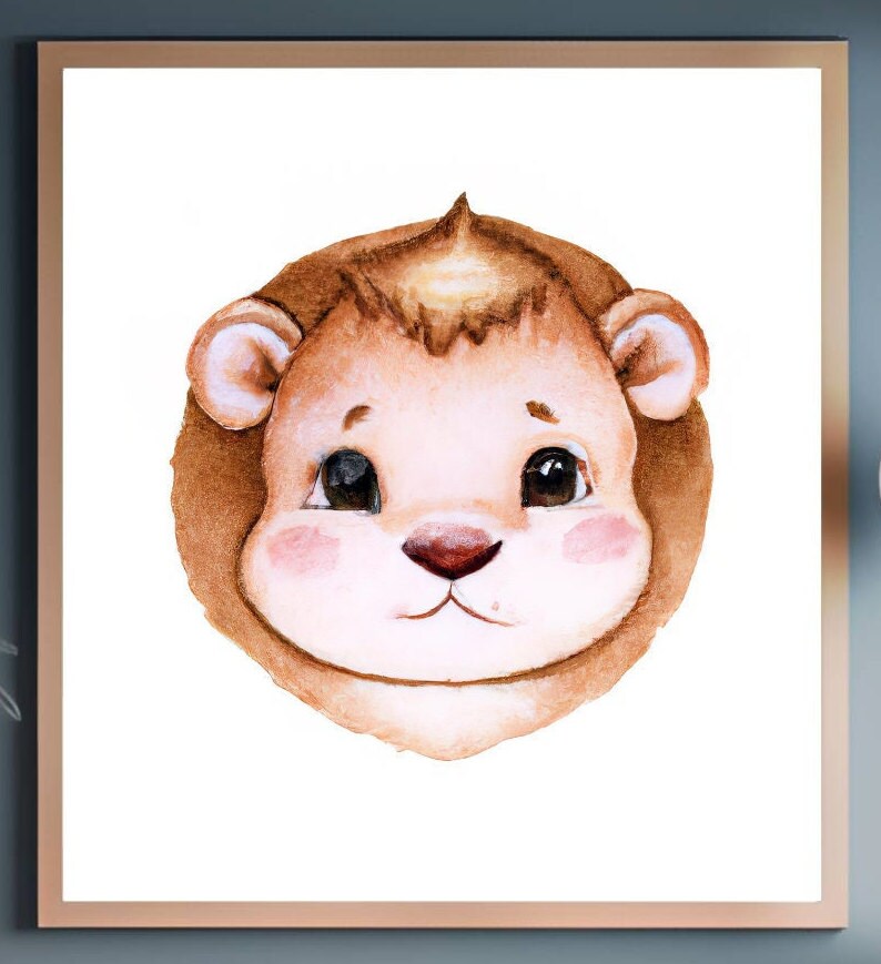 Cute Baby Lion Wall Art Baby Animal Print Kids Room Wall Etsy