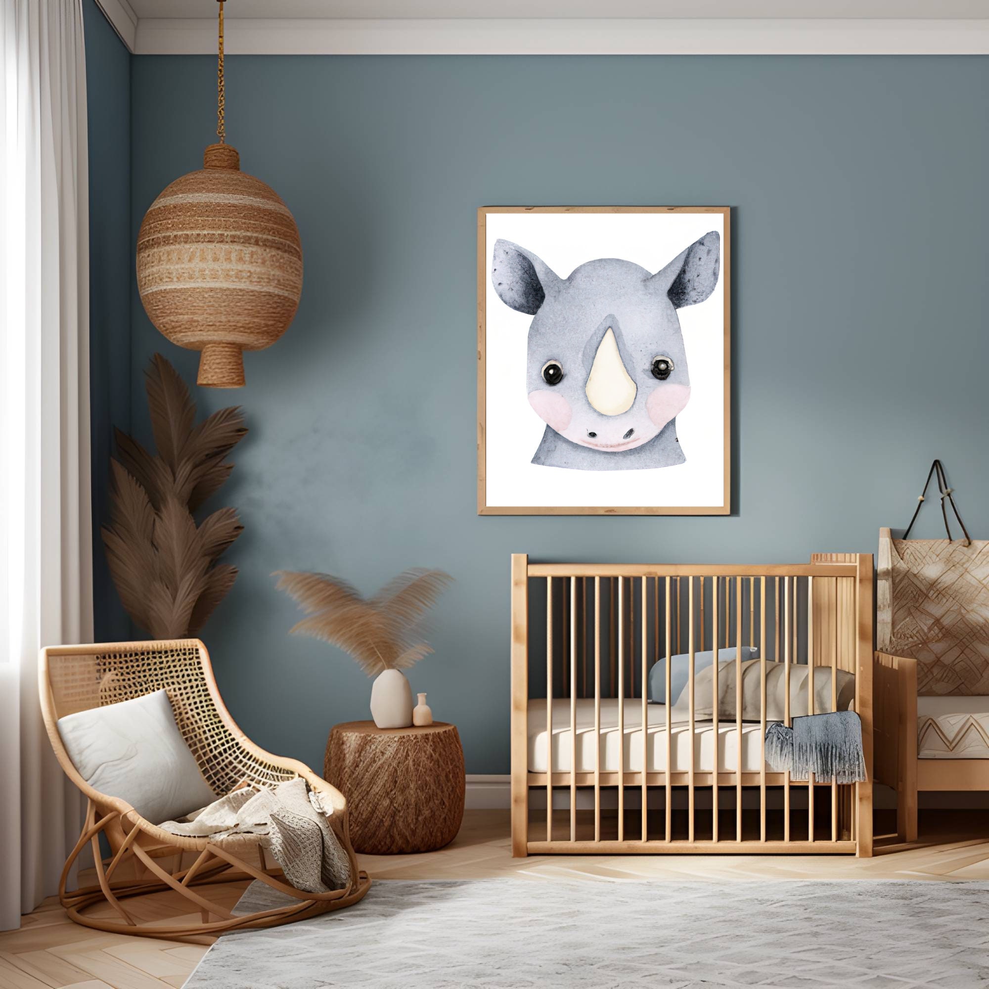 Animal Digital Art Rhinoceros Wall Art Digital Nursery Wall Etsy