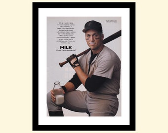 Vintage 1990s Cal Ripken Jr Got Milk ad framed, retro dairy baseball advertisement 1998 90s