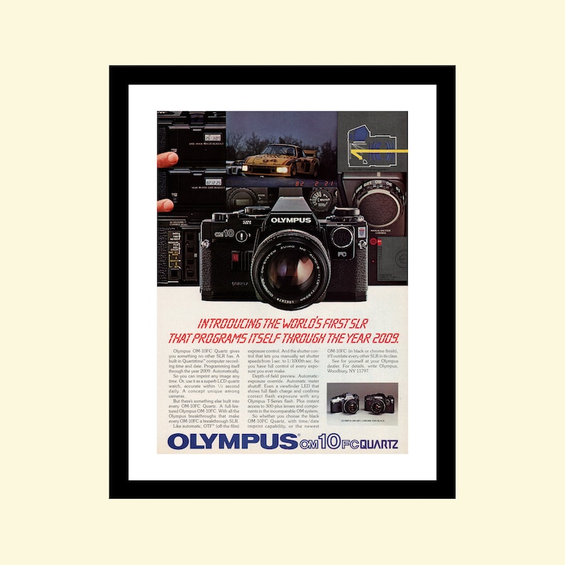 Vintage 1980s Olympus OM-10 OM10 Film SLR Camera System Ad Framed ...