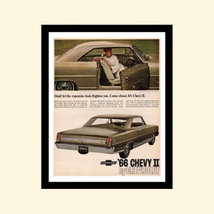 Vintage 1966 Chevy II Nova Super Sport 1965 ad framed retro classic car Chevrolet advertisement Look Magazine 1960s 60s