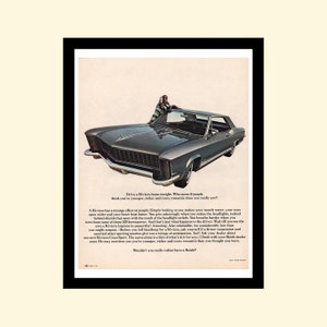 Vintage 1965 Buick Riviera ad framed retro classic car advertisement Look Magazine 1960s 60s