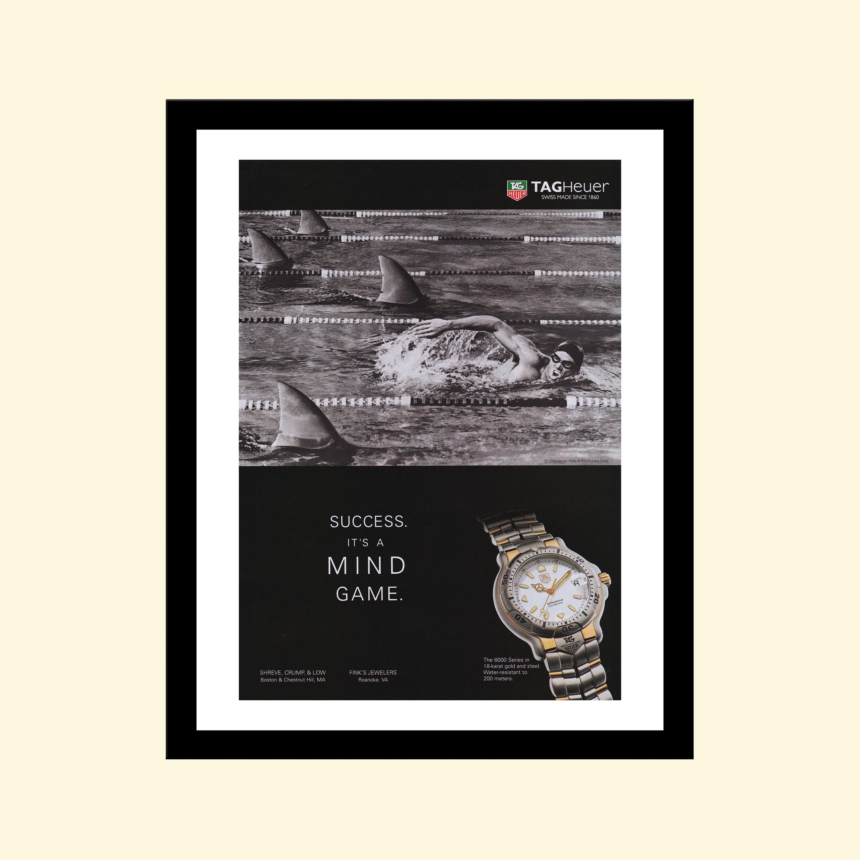 非売品◎店頭ディスプレイTAG HEUER 90s vintage オブジェ Vintage 1990s TAG Heuer Luxury Watch Ad Framed, Retro