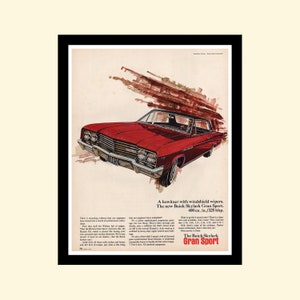 Vintage 1965 Buick Skylark Gran Sport ad, framed retro classic car advertisement Look Magazine 1960s 60s