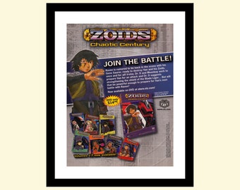 Vintage 2000s Zoids Chaotic Century ad framed, Tomy anime manga, retro advertisement 2005 00s