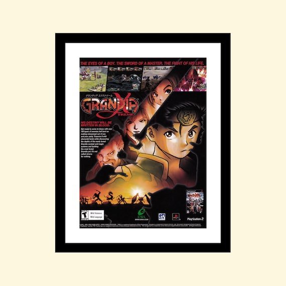 Vintage 2000s Grandia Xtreme RPG Video Game Ad Framed, Retro