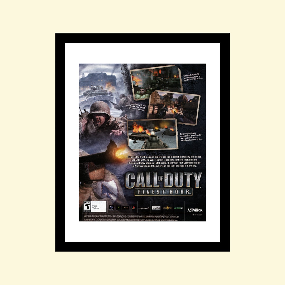 Vintage 2000s Call of Duty Finest Hour Video Game Ad Framed, Retro ...