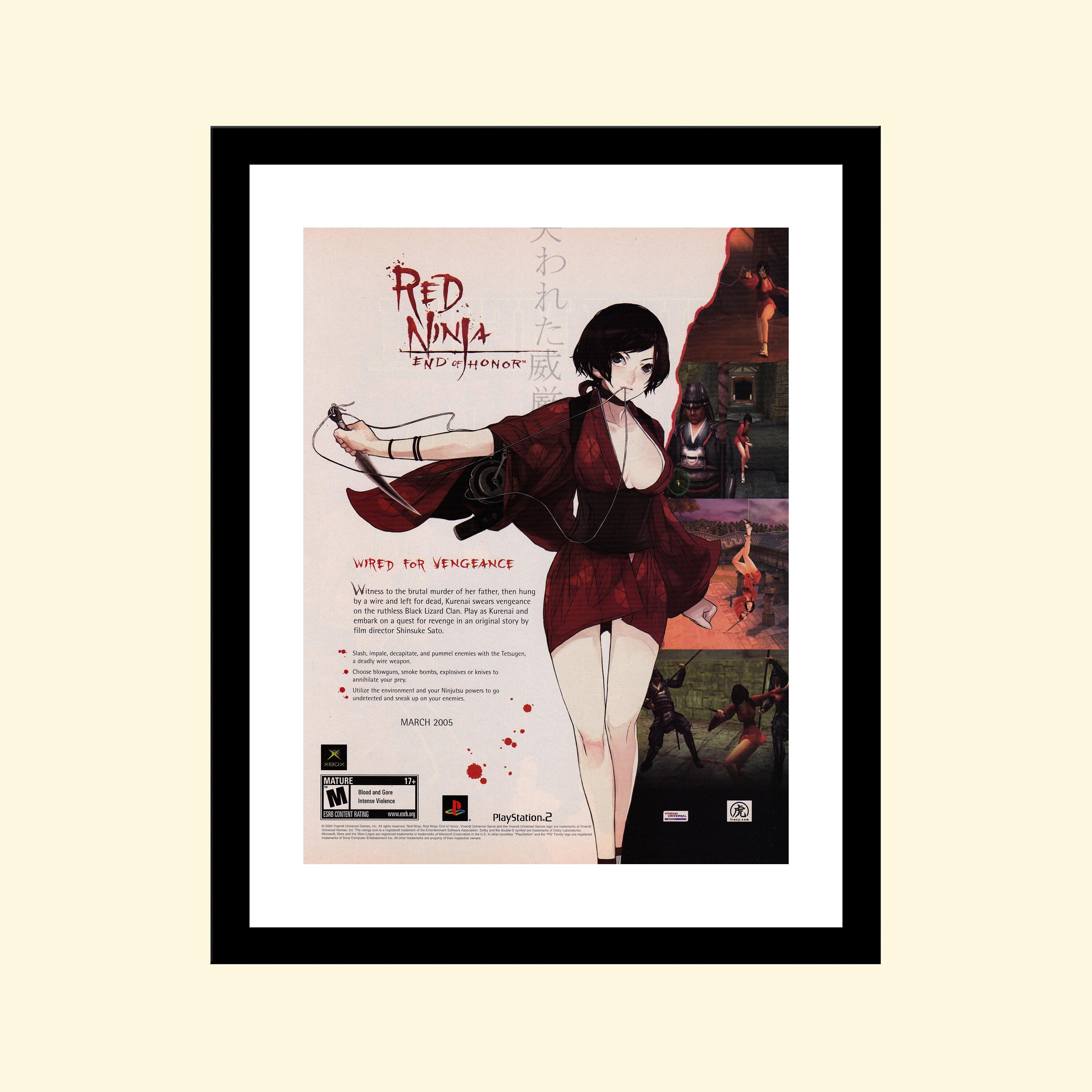 ポスター Vintage 2000s Red Ninja End of Honor Japanese Action PS2