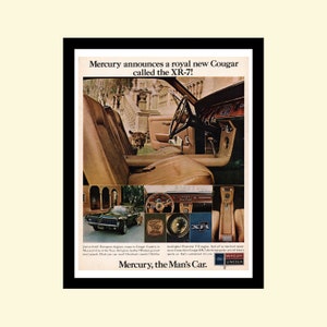 Vintage 1967 Merkur Cougar XR-7 ad gerahmt, Retro Ford Oldtimer-Werbung Look-Magazin 1960er 60er Jahre