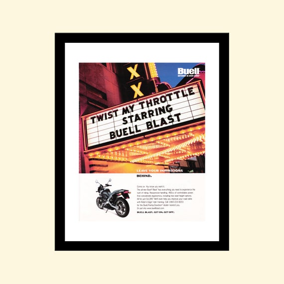 Vintage 2000 Buell Blast Motorcycle Ad Framed Retro Advertisement