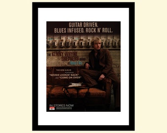 "Vintage 2010s Kenny Wayne Shepherd Album ""How I Go"" gerahmt, Retro Musikwerbung Guitar Aficionado Magazine 2011 10s."
