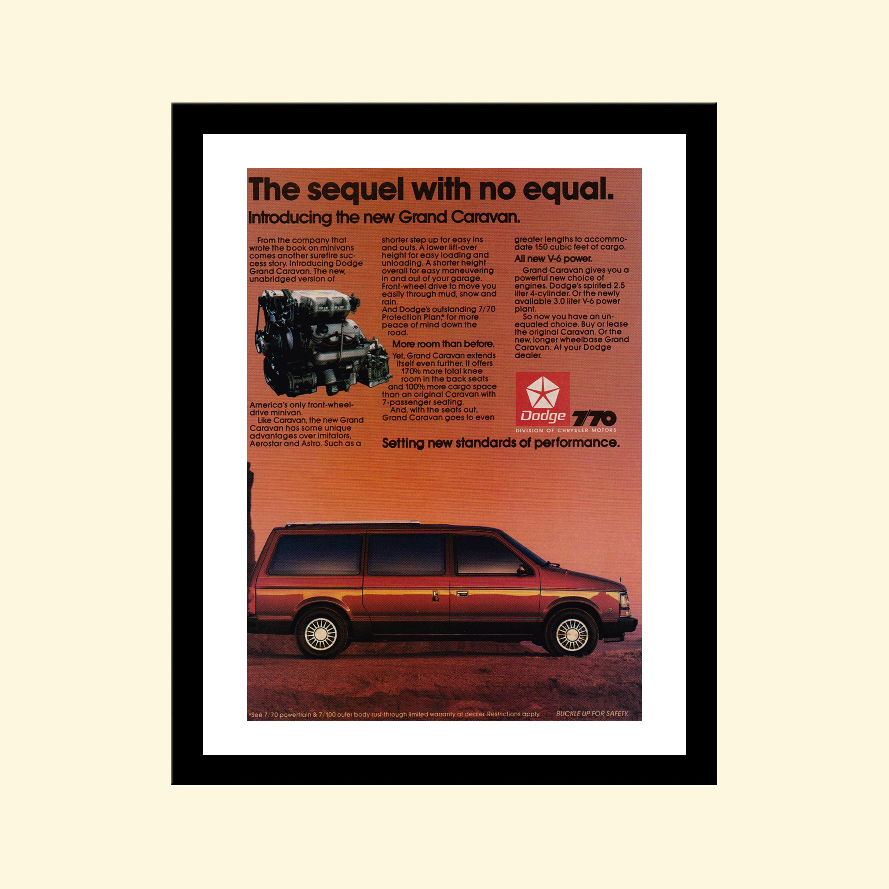 Vintage 2004 Dodge Grand Caravan Car Ad Framed, Retro