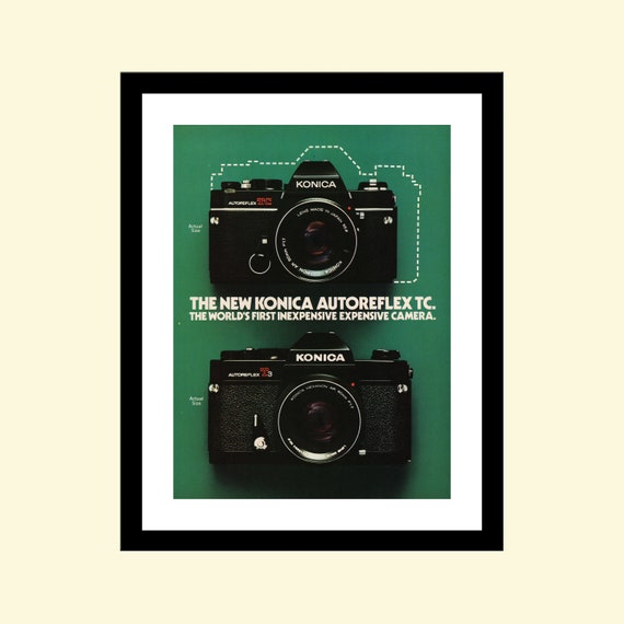 Vintage 1970s Konica Autoreflex TC T3 Film SLR Camera Ad Framed