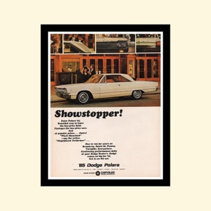 Vintage 1965 Dodge Polara ad framed retro classic car Chrysler advertisement Look Magazine 1960s 60s