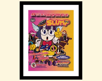 Vintage 2000s Dr. Slump ad framed, Akira Toriyama manga Shonen Jump, retro advertisement  2005 00s
