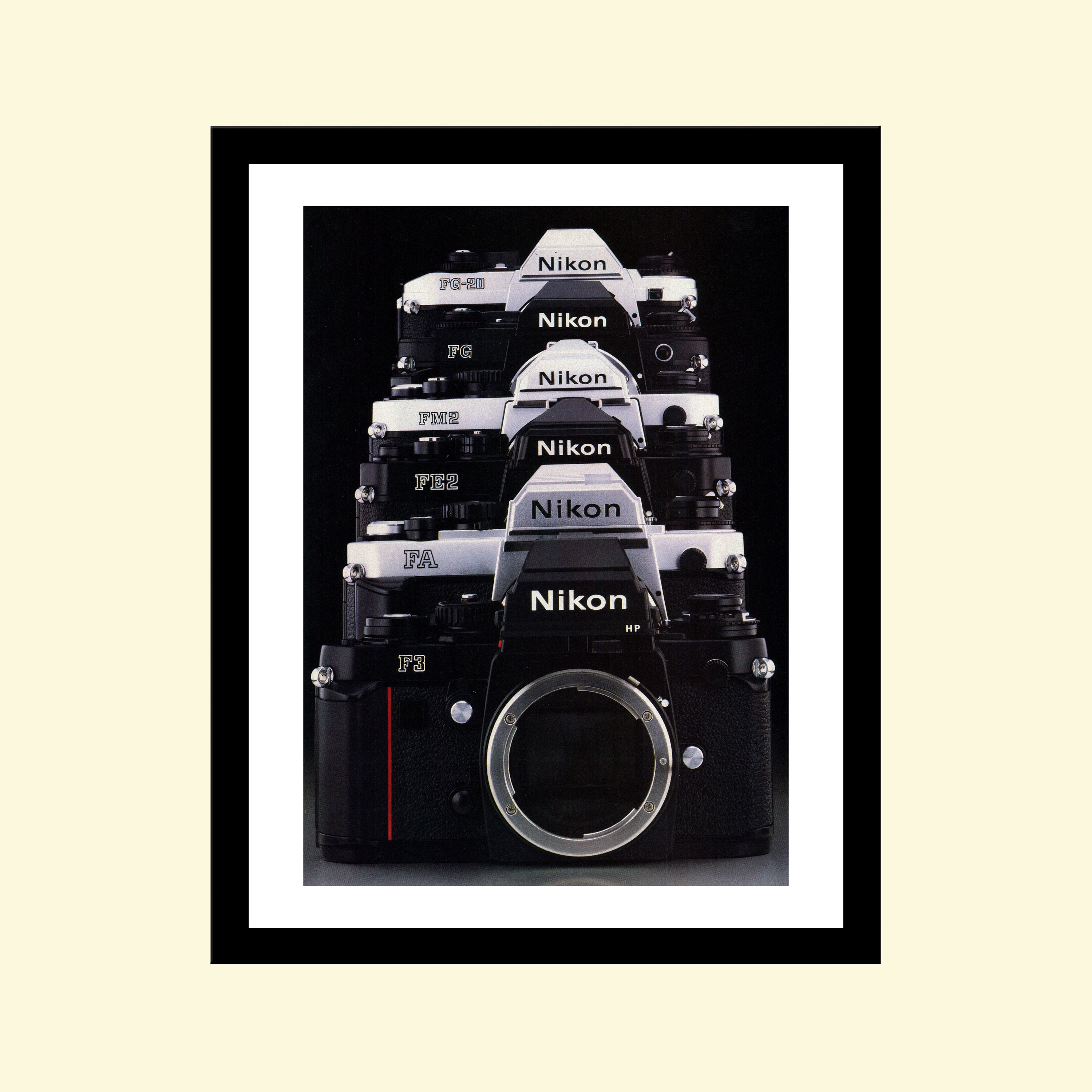 Vintage 1980s Nikon Film SLR Camera System Ad Framed, Retro 35mm