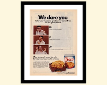 Vintage 1970s sexist Crisco ad framed, retro advertisement 1979 70s