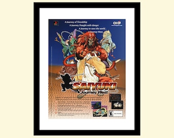 Anuncio vintage del videojuego Saiyuki - Journey West de la década del 2000 enmarcado, anuncio de RPG retro: Nintendo 64 Game Boy Color 2001 00s