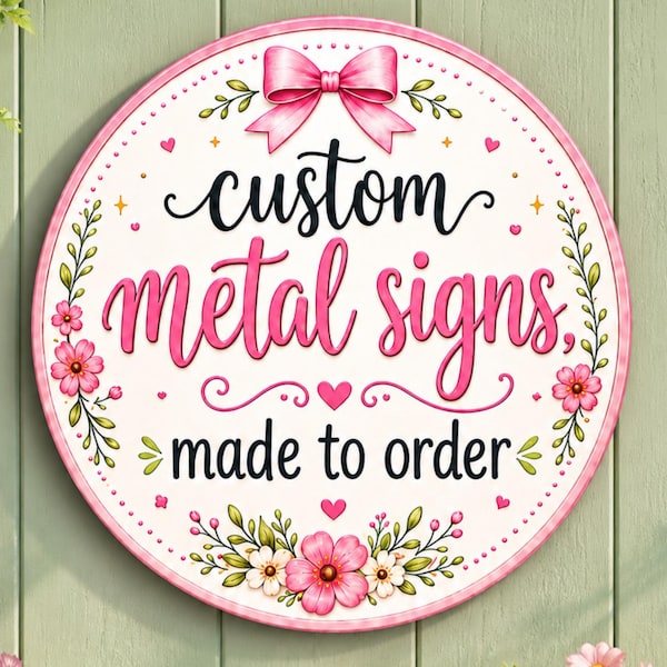 Custom Metal Wreath Sign: Aluminum Metal Text, Picture or Logo Welcome Door Decor