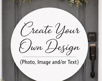 Niestandardowy metalowy wieniec: aluminiowy metalowy napis, zdjęcie lub logo, dekoracja drzwi powitalnych