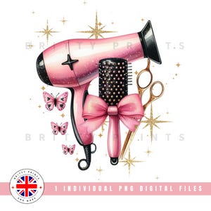 Hairstylist PNG, Hair Salon Clip Art, Hair Dresser Sublimation, Hair stylist tools Instant Digital Download, Beauty Salon Clip Art