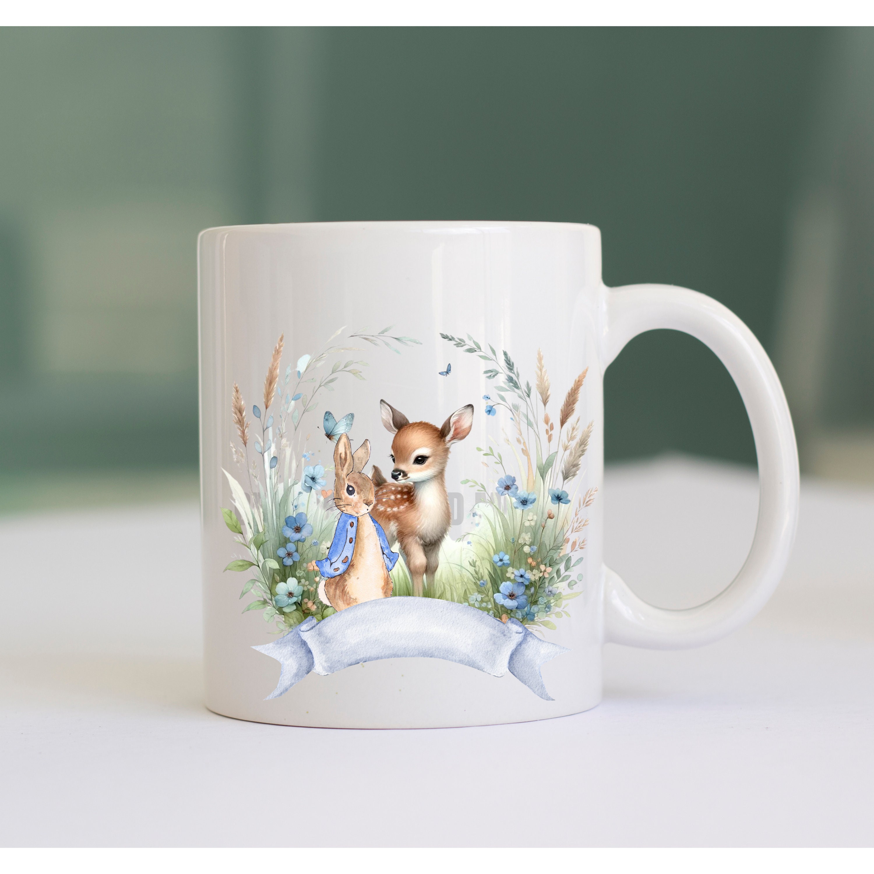 Peter Rabbit The Deer Peter Rabbit and Deer Blue Wreath PNG, Blue Jacket Peter Rabbit Floral ...