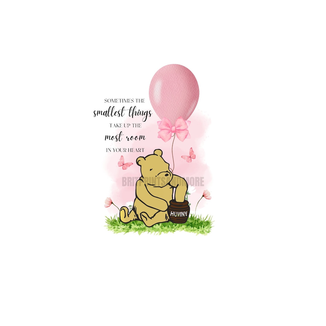 Classic Winniethepooh Pink Balloon Watercolor PNG, Classicpooh Scene Clip Art, Classicpooh
