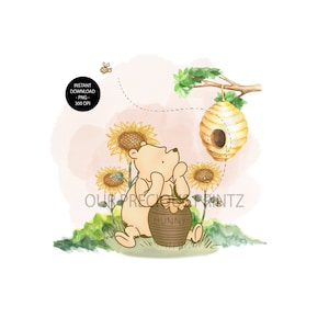 Classic Pooh Watercolor PNG, Classic Winnie the Pooh Scene Clip Art, Classic Winnie the Pooh Sublimation, Instant Digital Download