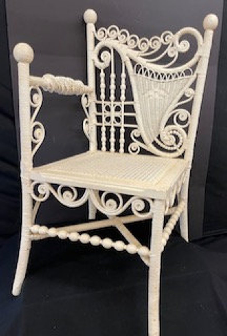 Antique Wicker Chair and Footstool Etsy