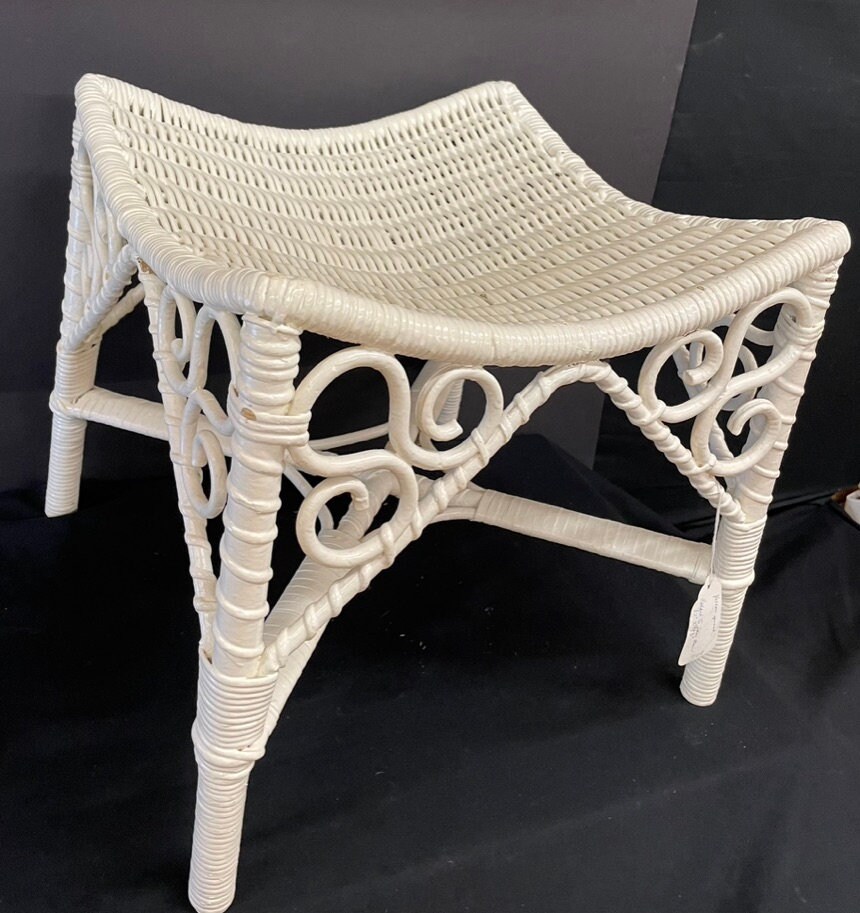 Antique Wicker Chair and Footstool Etsy