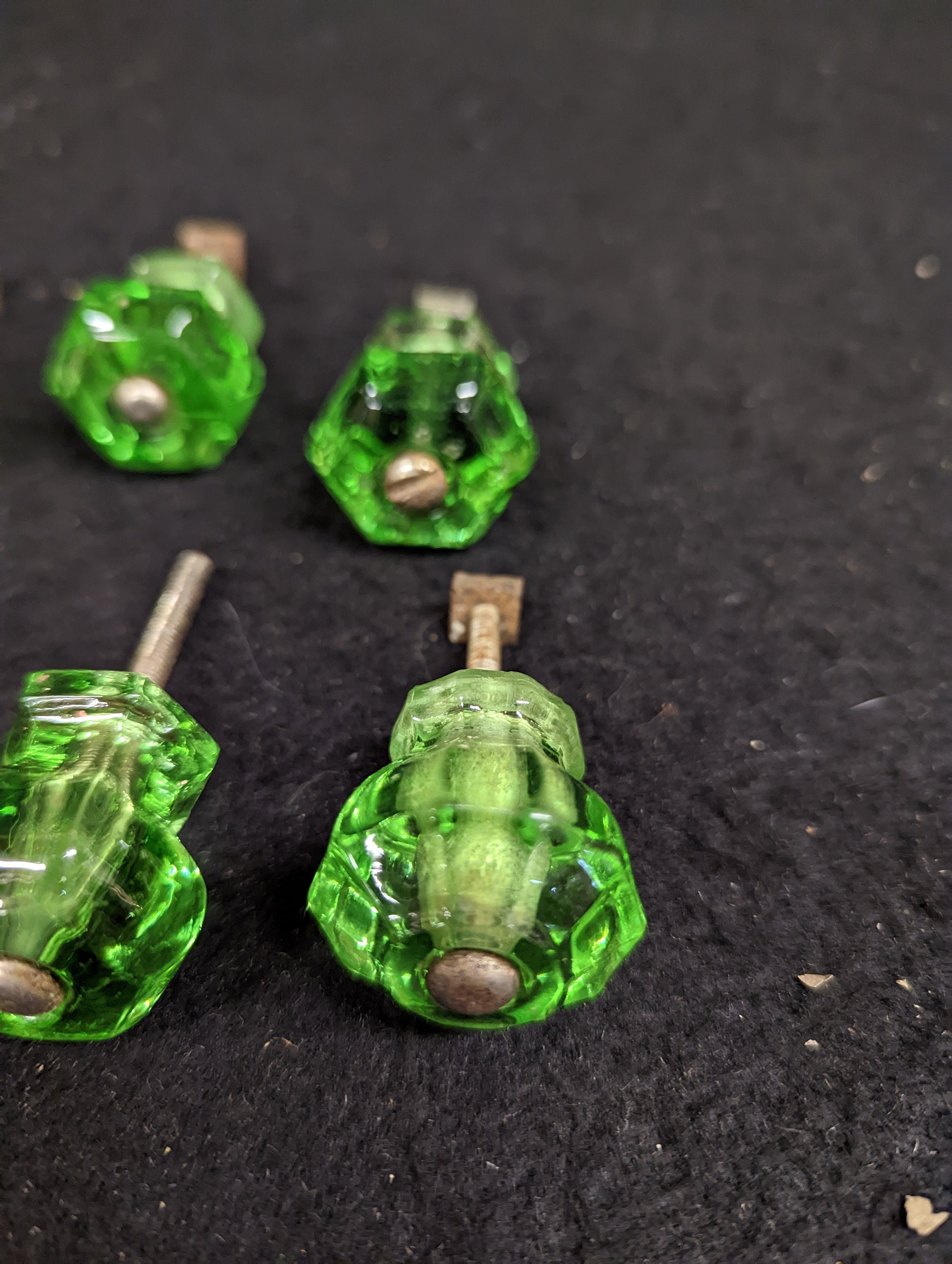 Green Glass Drawer Pulls Etsy