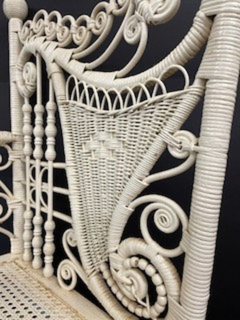 Antique Wicker Chair and Footstool Etsy