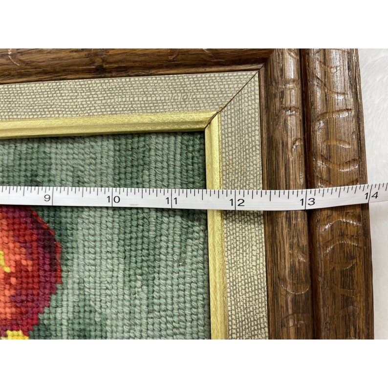 Vintage Needlepoint Canvas Fruit Kitchen Framed 20.5 X 16.5 Etsy