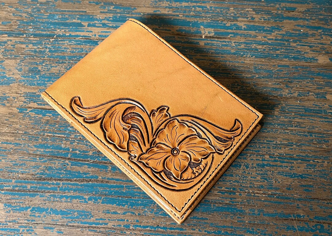 Hand Tooled Leather Notebook Cover - Etsy