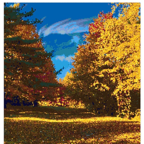 Autumn Landscape Cross-Stitch Pattern