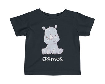 Safari Baby Rhino Infant T Shirt - Personalized Name