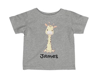 Safari Baby Giraffe Infant T Shirt - Personalized Name