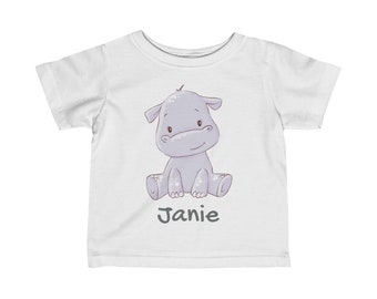 Safari Baby Hippo Infant T Shirt - Personalized Name