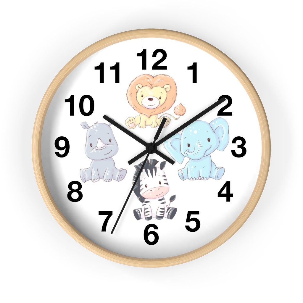 Cute Safari Animals Silent Wall Clock for Nursery - Etsy