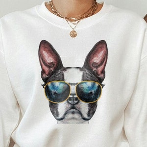 Boston Terrier Face Shirt, Boston Terrier Sweatshirt, Boston Terrier Shirt, Boston Terrier Hoodie, Boston Terrier Met Bril Shirt