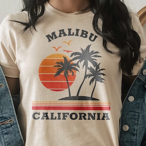 Camisa Malibu, Camisa Malibu Califórnia, Camiseta de férias Malibu, Camisa de férias na Califórnia