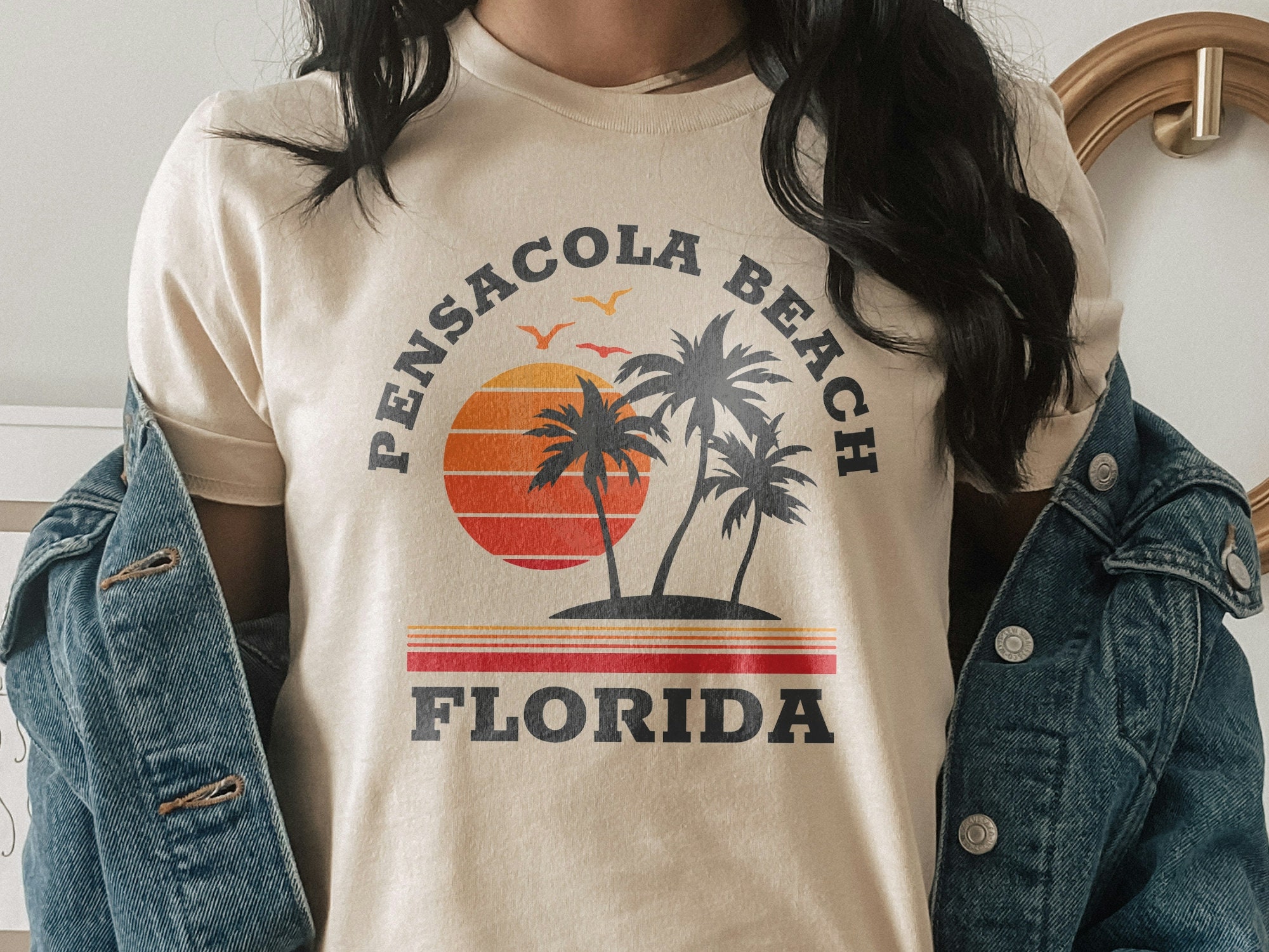 Siesta Key Florida Vintage Retro 70'S 80'S Style M' Unisex Ringer T-Shirt